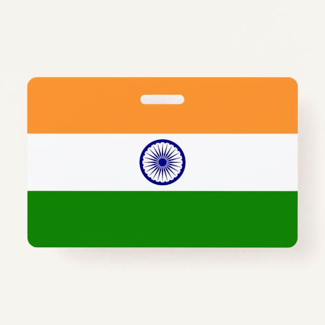 Name Badge with flag of India ID Badge (Front)