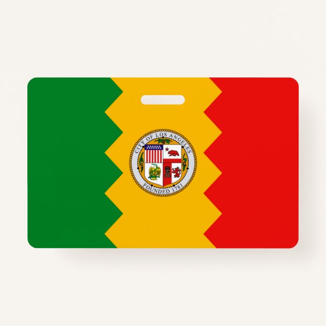 Name Badge with flag of Los Angeles, USA ID Badge (Front)