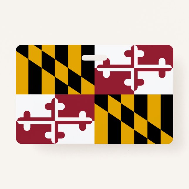 Name Badge with flag of Maryland State, USA ID Badge (Front)
