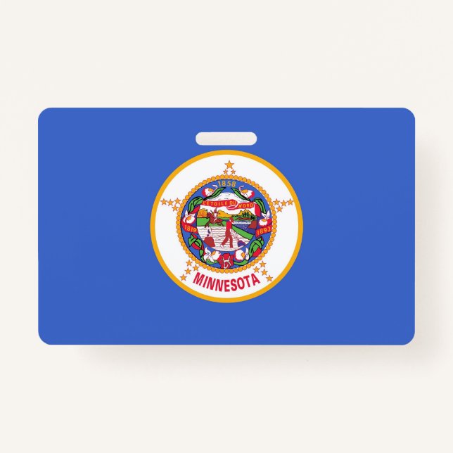 Name Badge with flag of Minnesota State, USA ID Badge (Front)