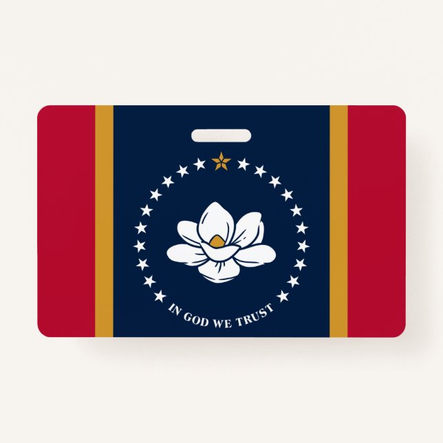 Name Badge with flag of Mississippi, USA ID Badge (Front)
