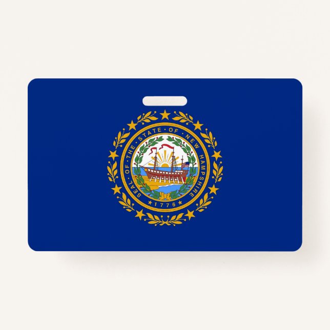 Name Badge with flag of New Hampshire State, USA ID Badge (Front)