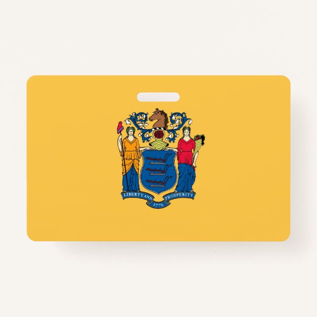 Name Badge with flag of New Jersey State, USA ID Badge (Front)