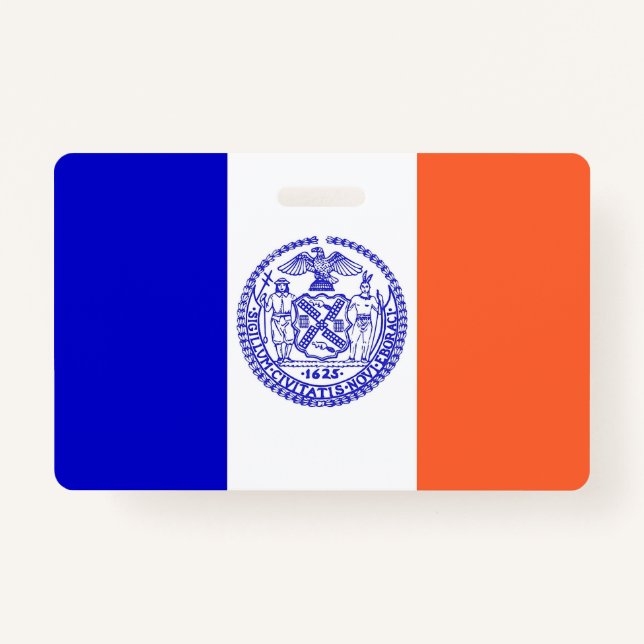 Name Badge with flag of New York City, USA ID Badge (Front)