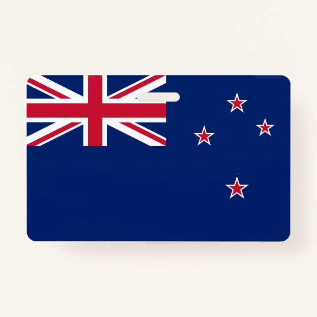 Name Badge with flag of New Zealand ID Badge (Front)