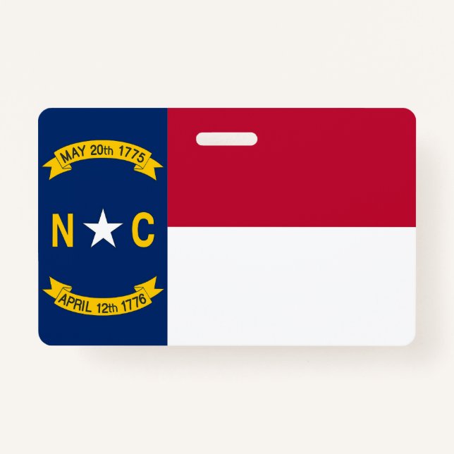 Name Badge with flag of North Carolina State, USA ID Badge (Front)