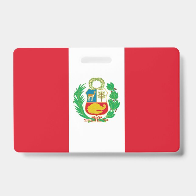 Name Badge with flag of Peru ID Badge (Front)