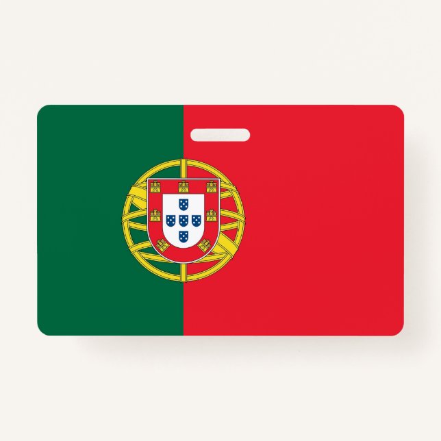 Name Badge with flag of Portugal ID Badge (Front)