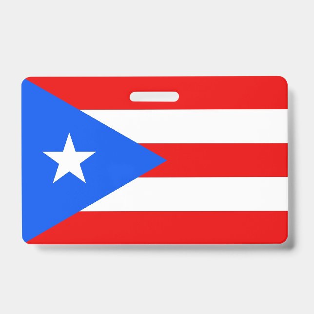 Name Badge with flag of Puerto Rico, USA ID Badge (Front)