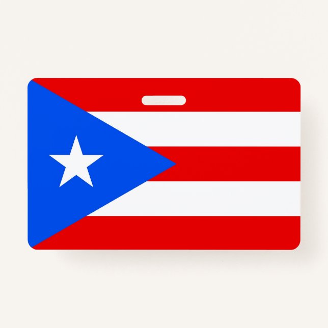 Name Badge with flag of Puerto Rico, USA ID Badge (Front)
