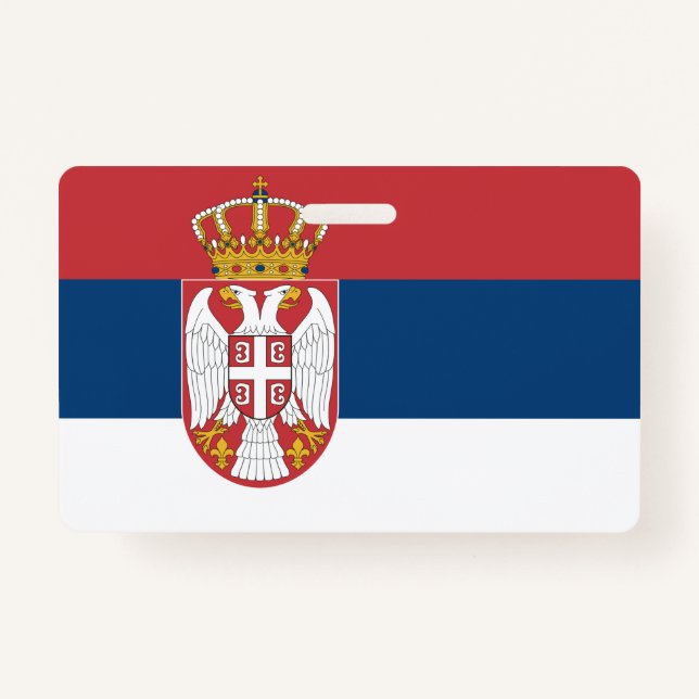 Name Badge with flag of Serbia ID Badge (Front)