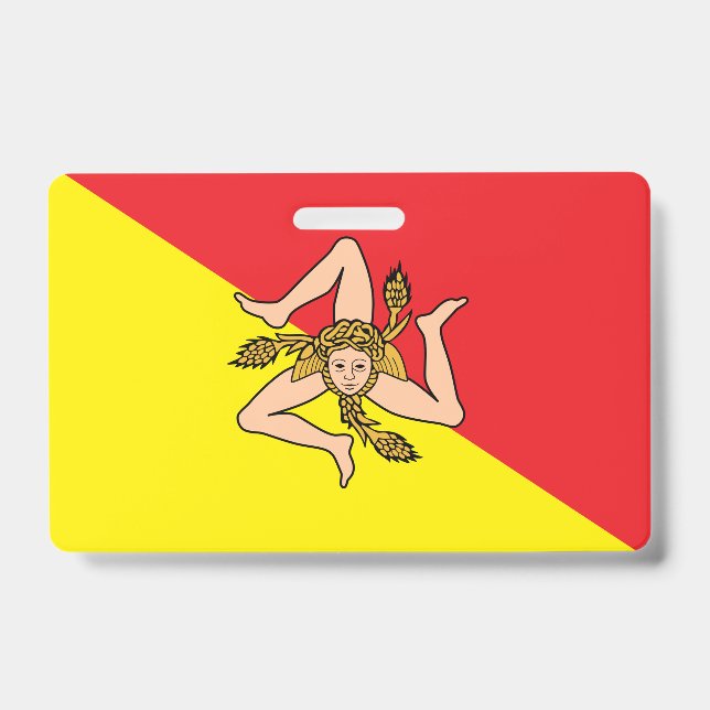 Name Badge with flag of Sicily, Italy ID Badge (Front)