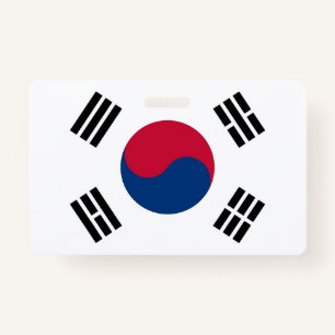 Name Badge with flag of South Korea ID Badge
