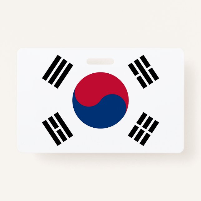 Name Badge with flag of South Korea ID Badge (Front)