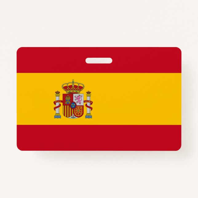 Name Badge with flag of Spain ID Badge (Front)