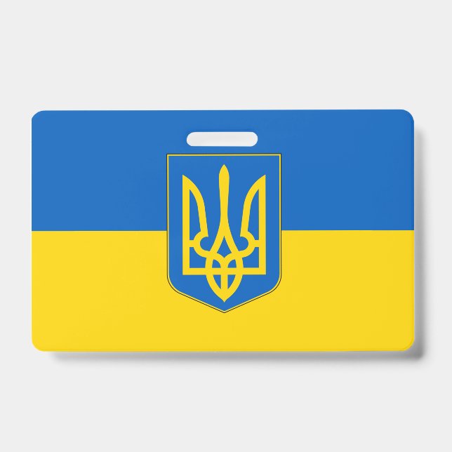 Name Badge with flag of Ukraine ID Badge (Front)