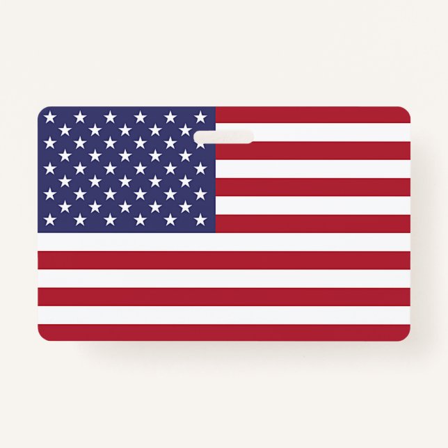 Name Badge with flag of United States of America ID Badge (Front)