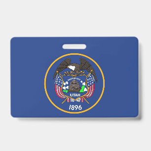 Name Badge with flag of Utah State, USA ID Badge