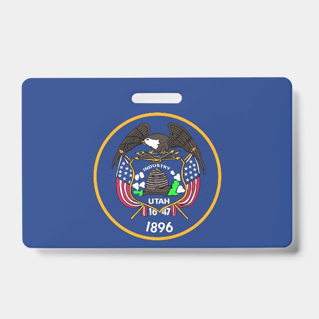 Name Badge with flag of Utah State, USA ID Badge (Front)