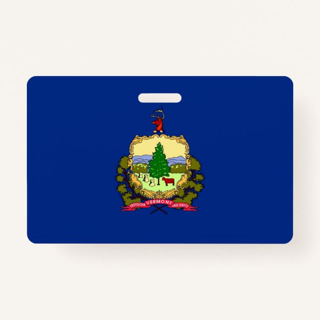 Name Badge with flag of Vermont State, USA ID Badge (Front)