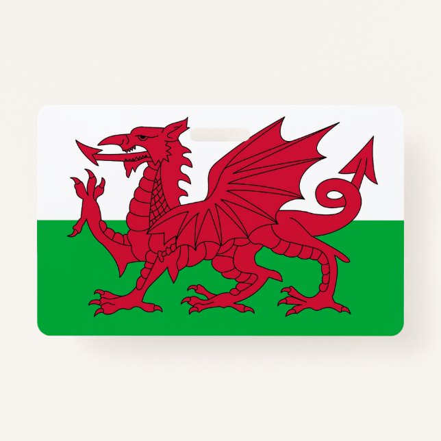 Name Badge with flag of Wales, United Kingdom ID Badge (Front)