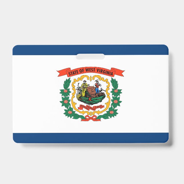 Name Badge with flag of West Virginia State, USA ID Badge (Front)