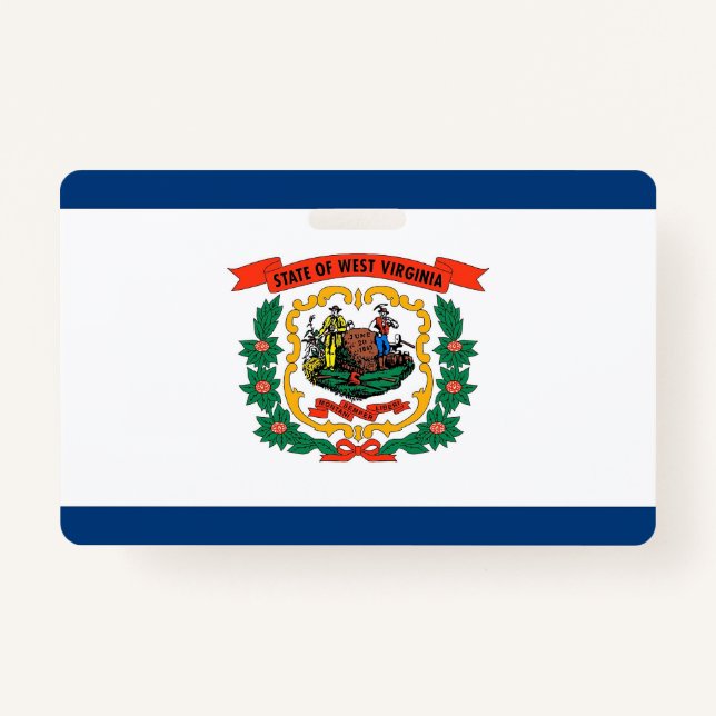 Name Badge with flag of West Virginia State, USA ID Badge (Front)