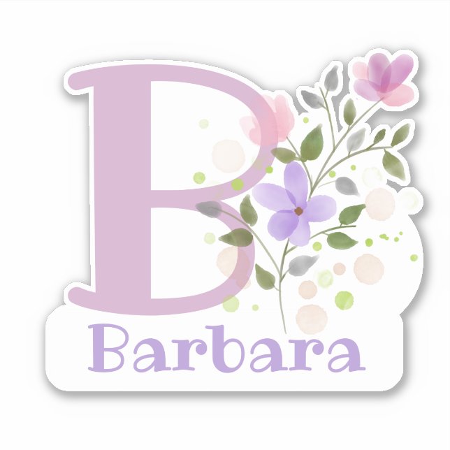 Name Barbara & Initial with Floral Design (Front)