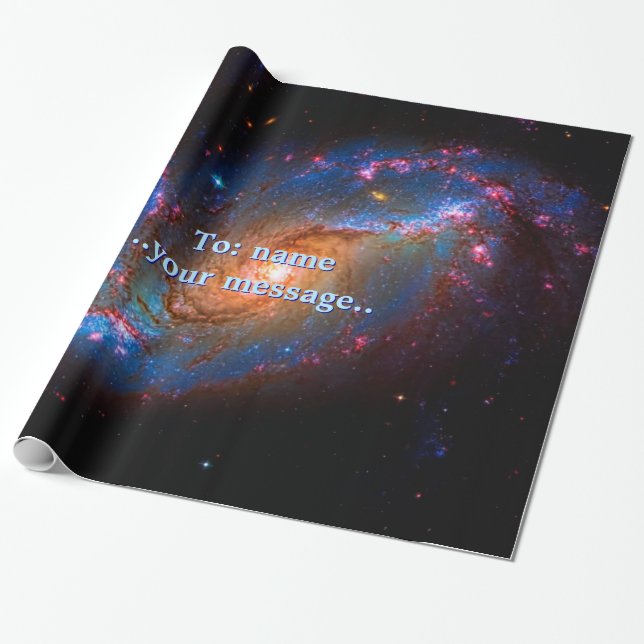 Name, Barred Spiral Galaxy NGC 1672 Wrapping Paper (Unrolled)