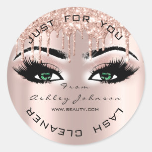 Name Beauty Lashes Drips Pink Green Lashes Cleaner Classic Round Sticker