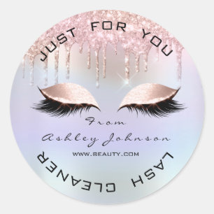 Name Beauty Lshes Drips Holograph Lashes Cleaner Classic Round Sticker