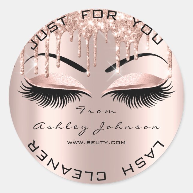 Name Beauty Lshes Drips Pink Brows Lashes Cleaner Classic Round Sticker (Front)