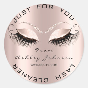 Name Beauty Makeup Drips Pink Gold Eyelash Cleaner Classic Round Sticker