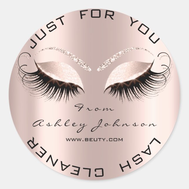 Name Beauty Makeup Drips Pink Gold Eyelash Cleaner Classic Round Sticker (Front)
