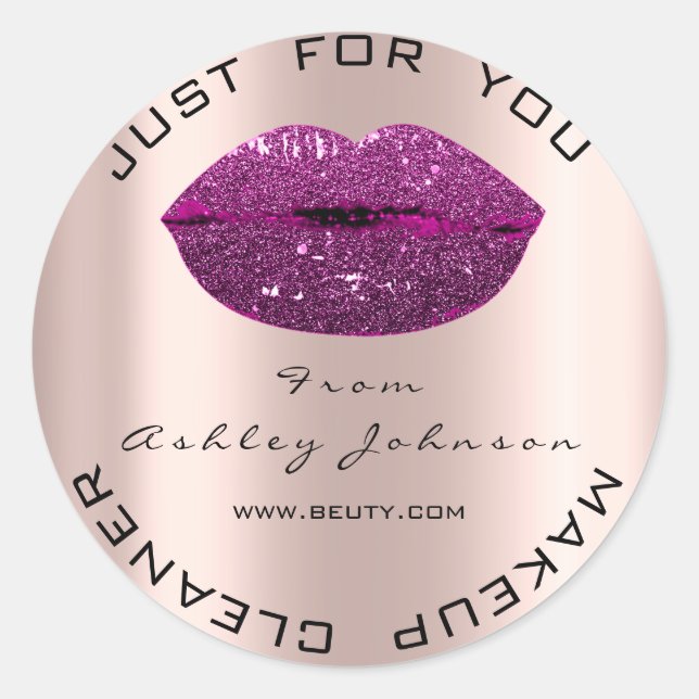 Name Beauty Rose  Drips Berry Lips Makeup Cleaner Classic Round Sticker (Front)