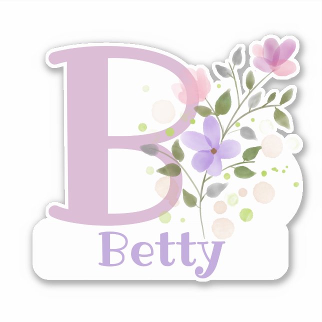 Name Betty & Initial with Floral Design (Front)