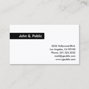 Name Black Background - Plain White Business Card