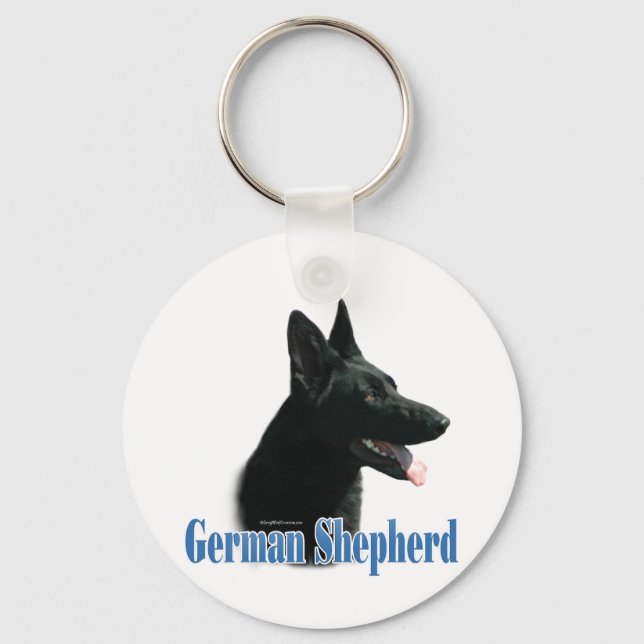 Name black German Shepherd Key Ring (Front)