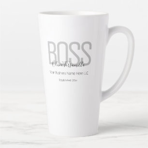 Name Black Gray Boss Latte Mug