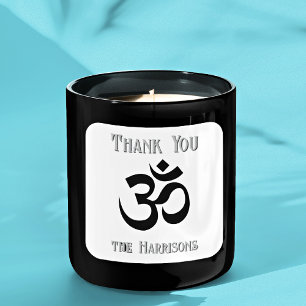 Name. Black Om Symbol 3-in Thank You Sticker