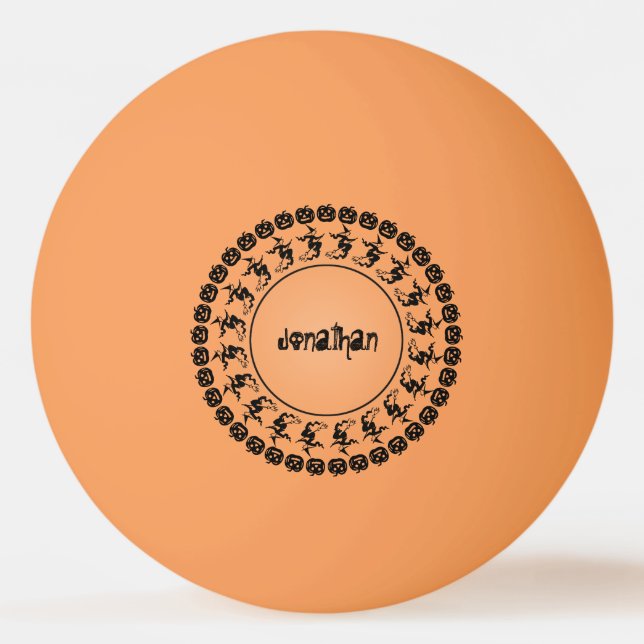 Name: Black/Orange Halloween Iconic Silhouettes Ping Pong Ball (Front)