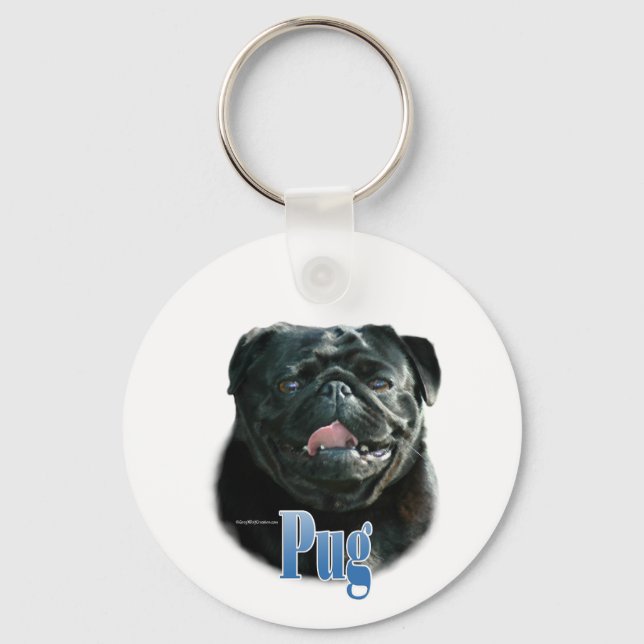 Name Black Pug Key Ring (Front)