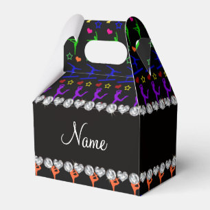 Name black rainbow gymnastics hearts stars favour box