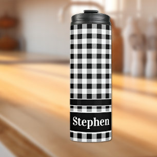 Name Black & White Buffalo Check 12oz Thermal Tumbler