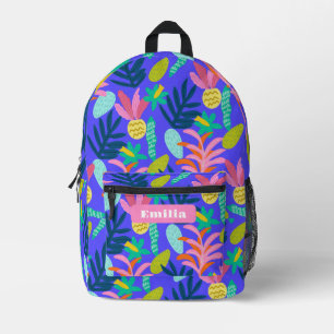 Name blue floral trendy colourful school Sew Bag