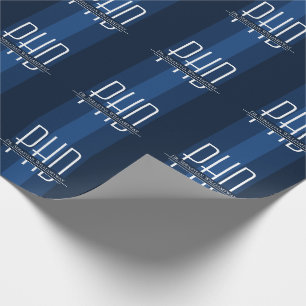 Name Blue Graduation PhD Wrapping Paper