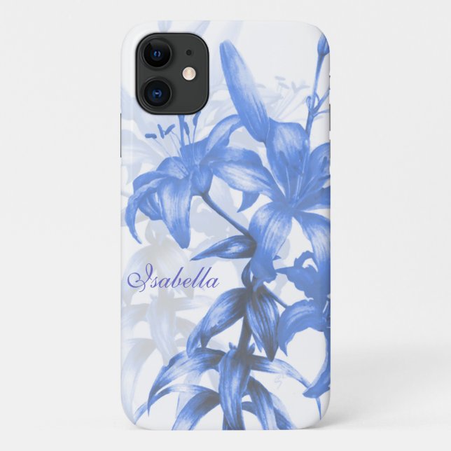 Name blue oriental lily floral Case-Mate iPhone case (Back)