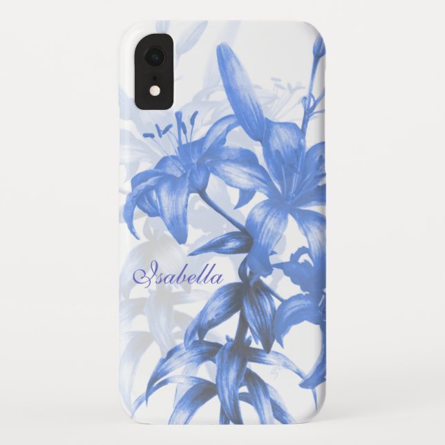 Name blue oriental lily floral flower Case-Mate iPhone case (Back)