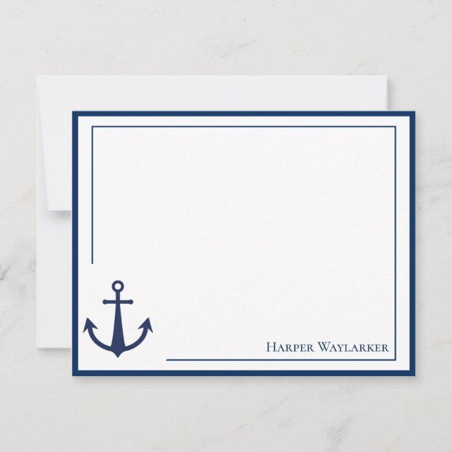 Name Blue White Anchor Symbol Pattern Card (Front)