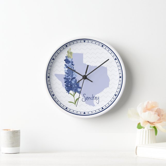 Name Bluebonnet Texas Clock (Home)